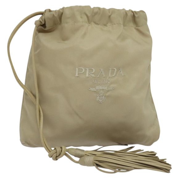 PRADA Pouch Nylon Beige Auth 120457V