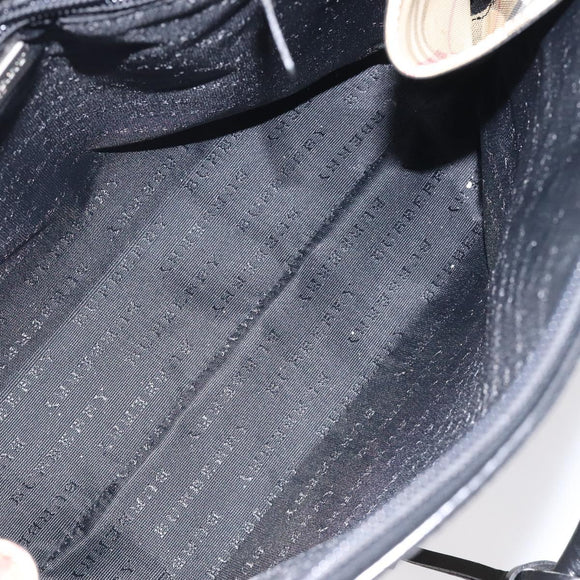 BURBERRY Nova Check Hand Bag PVC Beige Auth 120463