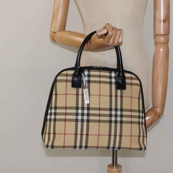 BURBERRY Nova Check Hand Bag PVC Beige Auth 120463