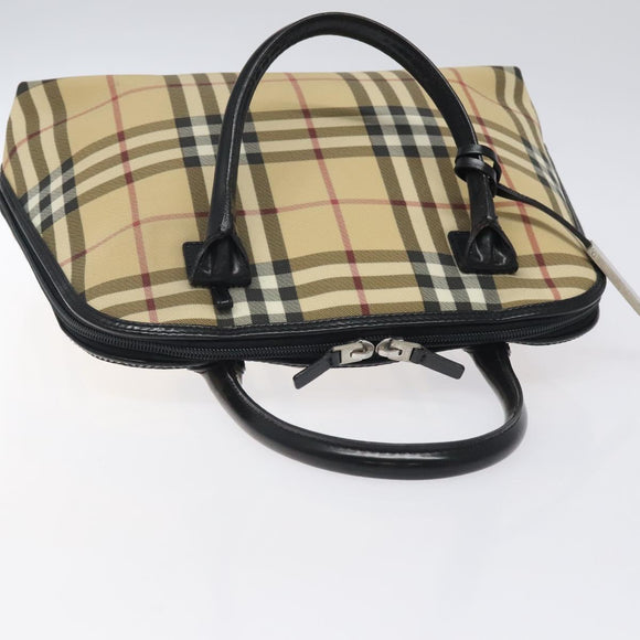 BURBERRY Nova Check Hand Bag PVC Beige Auth 120463