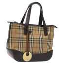 BURBERRY Nova Check Hand Bag Canvas Beige Auth 120467-1