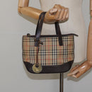 BURBERRY Nova Check Hand Bag Canvas Beige Auth 120467-22