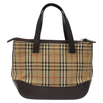 BURBERRY Nova Check Hand Bag Canvas Beige Auth 120467 - 0