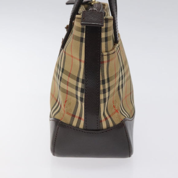 BURBERRY Nova Check Hand Bag Canvas Beige Auth 120467