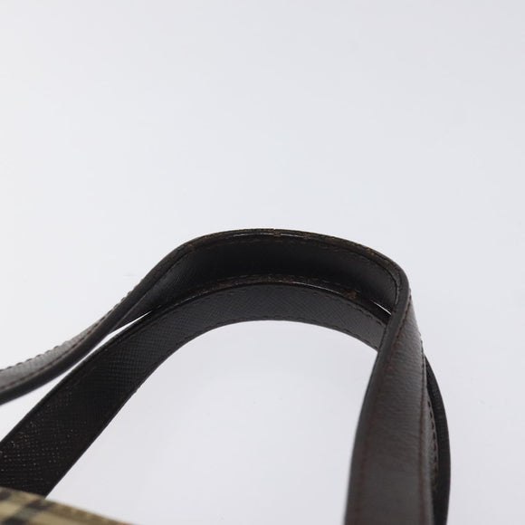 BURBERRY Nova Check Hand Bag Canvas Beige Auth 120467