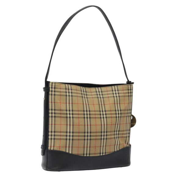 BURBERRY Nova Check Shoulder Bag Canvas Beige Auth 120468