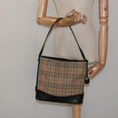 BURBERRY Nova Check Shoulder Bag Canvas Beige Auth 120468-22