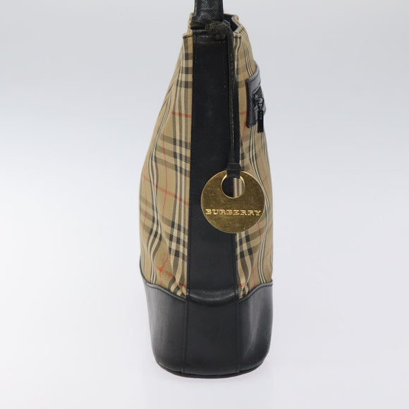 BURBERRY Nova Check Shoulder Bag Canvas Beige Auth 120468