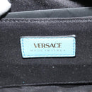 VERSACE Quilted Chain Shoulder Bag Leather Blue Gold Auth 120479-10