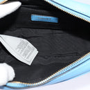 VERSACE Quilted Chain Shoulder Bag Leather Blue Gold Auth 120479-11