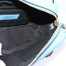 VERSACE Quilted Chain Shoulder Bag Leather Blue Gold Auth 120479-19