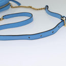 VERSACE Quilted Chain Shoulder Bag Leather Blue Gold Auth 120479-7