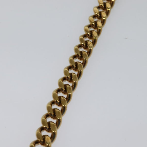 VERSACE Quilted Chain Shoulder Bag Leather Blue Gold Auth 120479