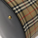 Burberrys Nova Check Hand Bag Canvas Beige Gold Auth 120481-14
