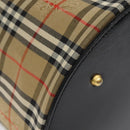 Burberrys Nova Check Hand Bag Canvas Beige Gold Auth 120481-15