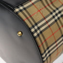 Burberrys Nova Check Hand Bag Canvas Beige Gold Auth 120481-16