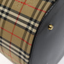 Burberrys Nova Check Hand Bag Canvas Beige Gold Auth 120481-17