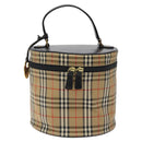 Burberrys Nova Check Hand Bag Canvas Beige Gold Auth 120481-13