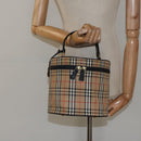 Burberrys Nova Check Hand Bag Canvas Beige Gold Auth 120481-22