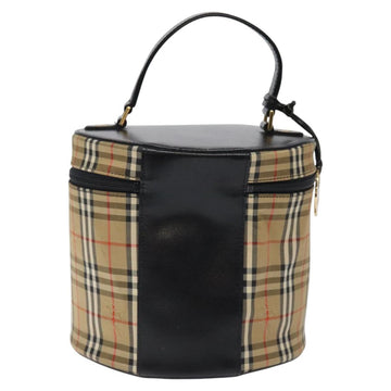 Burberrys Nova Check Hand Bag Canvas Beige Gold Auth 120481 - 0