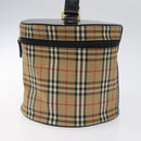 Burberrys Nova Check Hand Bag Canvas Beige Gold Auth 120481-4