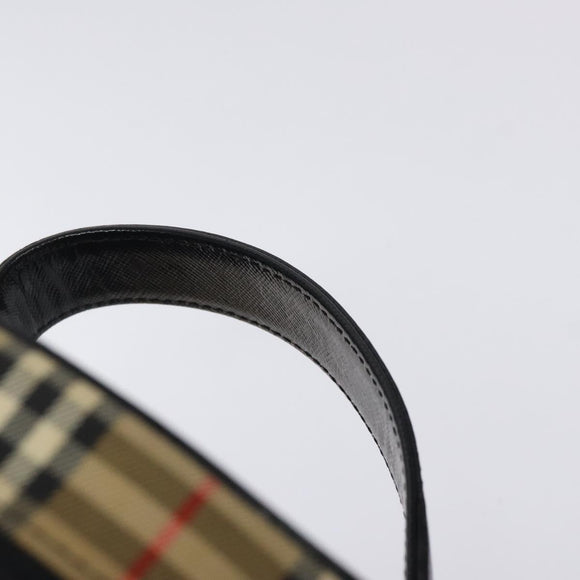 Burberrys Nova Check Hand Bag Canvas Beige Gold Auth 120481