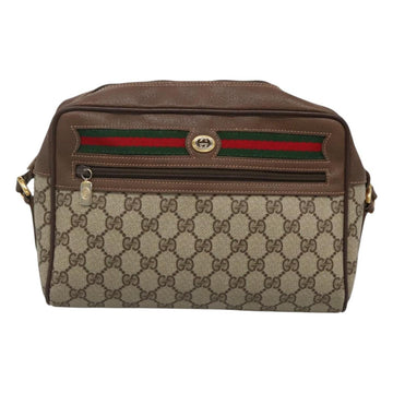 GUCCI GG Supreme Web Sherry Line Bag PVC Beige Gold 56 02 088 Auth 120487 - 0