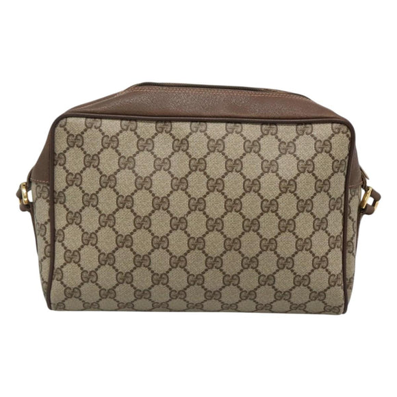GUCCI GG Supreme Web Sherry Line Bag PVC Beige Gold 56 02 088 Auth 120487