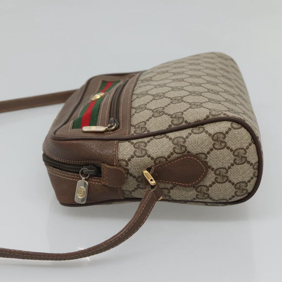 GUCCI GG Supreme Web Sherry Line Bag PVC Beige Gold 56 02 088 Auth 120487