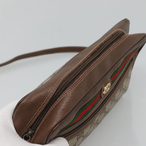 GUCCI GG Supreme Web Sherry Line Bag PVC Beige Gold 56 02 088 Auth 120487