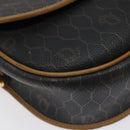 Christian Dior Honeycomb Canvas Shoulder Bag PVC Black Gold Auth 120492-15