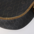 Christian Dior Honeycomb Canvas Shoulder Bag PVC Black Gold Auth 120492-16