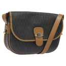 Christian Dior Honeycomb Canvas Shoulder Bag PVC Black Gold Auth 120492-1