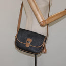 Christian Dior Honeycomb Canvas Shoulder Bag PVC Black Gold Auth 120492-21