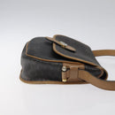 Christian Dior Honeycomb Canvas Shoulder Bag PVC Black Gold Auth 120492-3