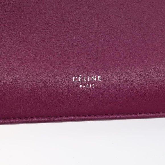 CELINE Shoulder Bag Leather Purple Auth 120524
