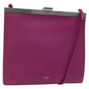 CELINE Shoulder Bag Leather Purple Auth 120524