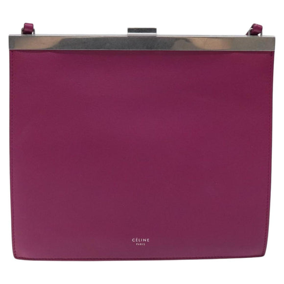 CELINE Shoulder Bag Leather Purple Auth 120524