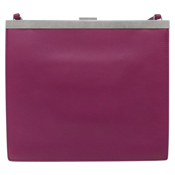 CELINE Shoulder Bag Leather Purple Auth 120524
