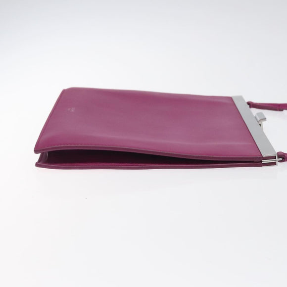 CELINE Shoulder Bag Leather Purple Auth 120524
