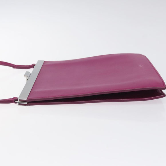 CELINE Shoulder Bag Leather Purple Auth 120524