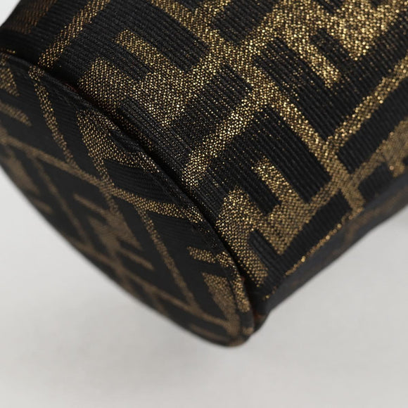 FENDI Zucca Canvas Shoulder Bag Black Brown Auth 120527AM