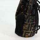 FENDI Zucca Canvas Shoulder Bag Black Brown Auth 120527AM-17