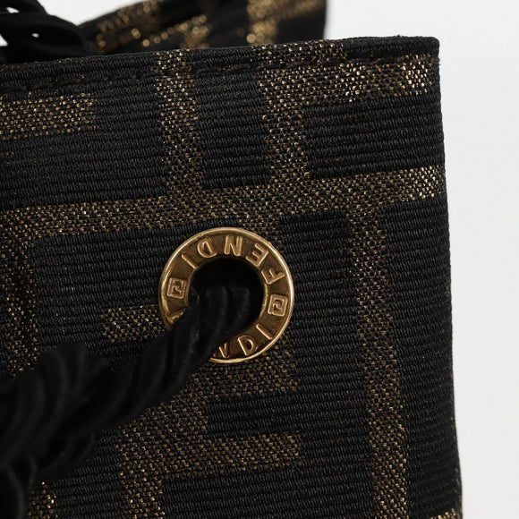 FENDI Zucca Canvas Shoulder Bag Black Brown Auth 120527AM