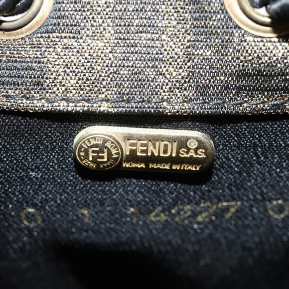 FENDI Zucca Canvas Shoulder Bag Black Brown Auth 120527AM