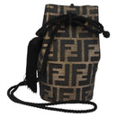 FENDI Zucca Canvas Shoulder Bag Black Brown Auth 120527AM-1