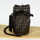 FENDI Zucca Canvas Shoulder Bag Black Brown Auth 120527AM-12