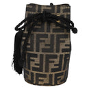 FENDI Zucca Canvas Shoulder Bag Black Brown Auth 120527AM-13