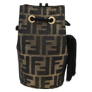 FENDI Zucca Canvas Shoulder Bag Black Brown Auth 120527AM-2