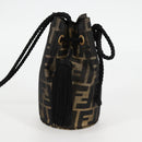 FENDI Zucca Canvas Shoulder Bag Black Brown Auth 120527AM-3